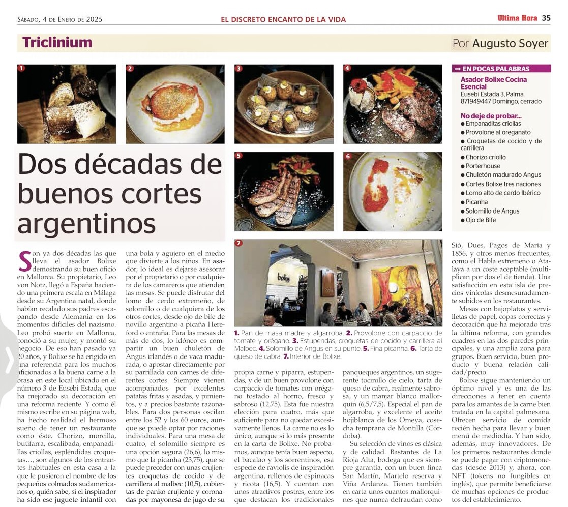 RESTAURANTE ASADOR BOLIXE COCINA ESENCIAL, PALMA