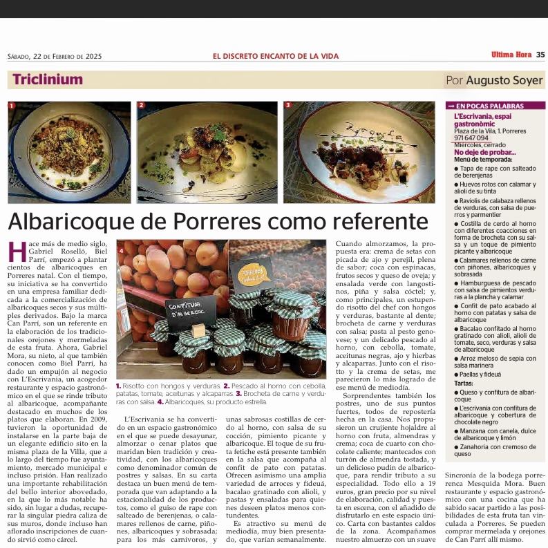 RESTAURANTE L’ESCRIVANÌA, ESPAI GASTRONÒMIC, PORRERES