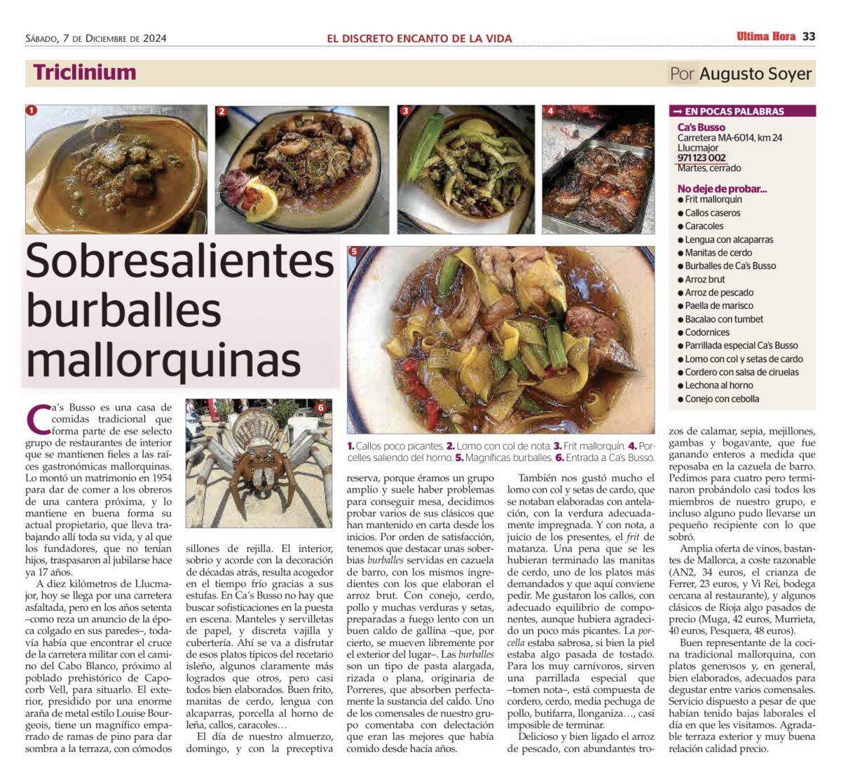 RESTAURANTE CA’S BUSSO, LLUCMAJOR